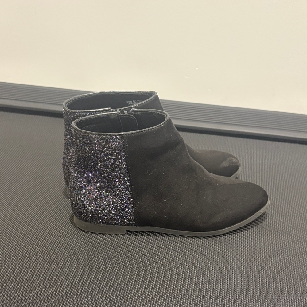 J. Crew Black and Glitter Kids Boots